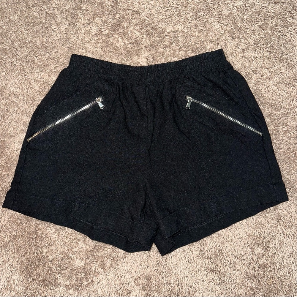 Black Zip Pocket Shorts